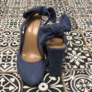 Blue suede bow back heels (4 inch)